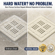 Novera Global Ceramic Square Slotted Floor Drain for Bathroom | Premium Drain Jali | 10-Year Warranty | Rust & Fade Proof Waste Water Drain Cover for Shower Area, Kitchen, Balcony & Wet Rooms (Marble)