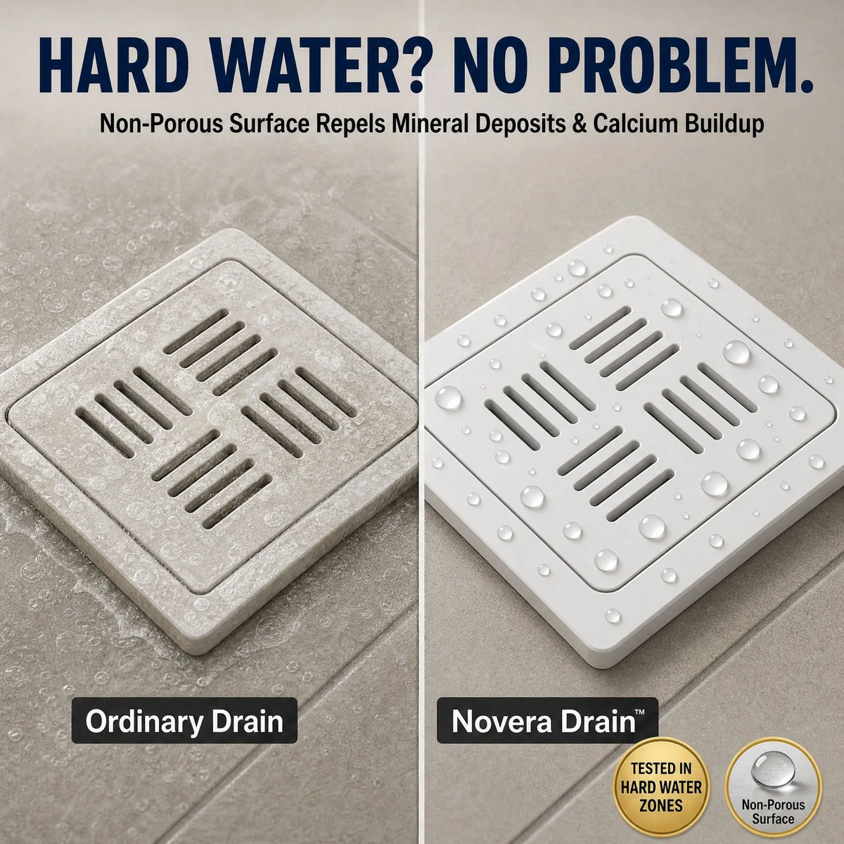 Premium Hard Water Resistant White Ceramic Floor Drain – Luxury Bathroom Drain Solution