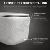 Novera Global Rimless Wall-Hung Commode | Ceramic Western Toilet with Soft-Close Seat Cover | 5-Year Warranty | P-Trap Wall-Mounted Bathroom WC | Antibacterial Washdown Flush (White Textured) Novera Global
