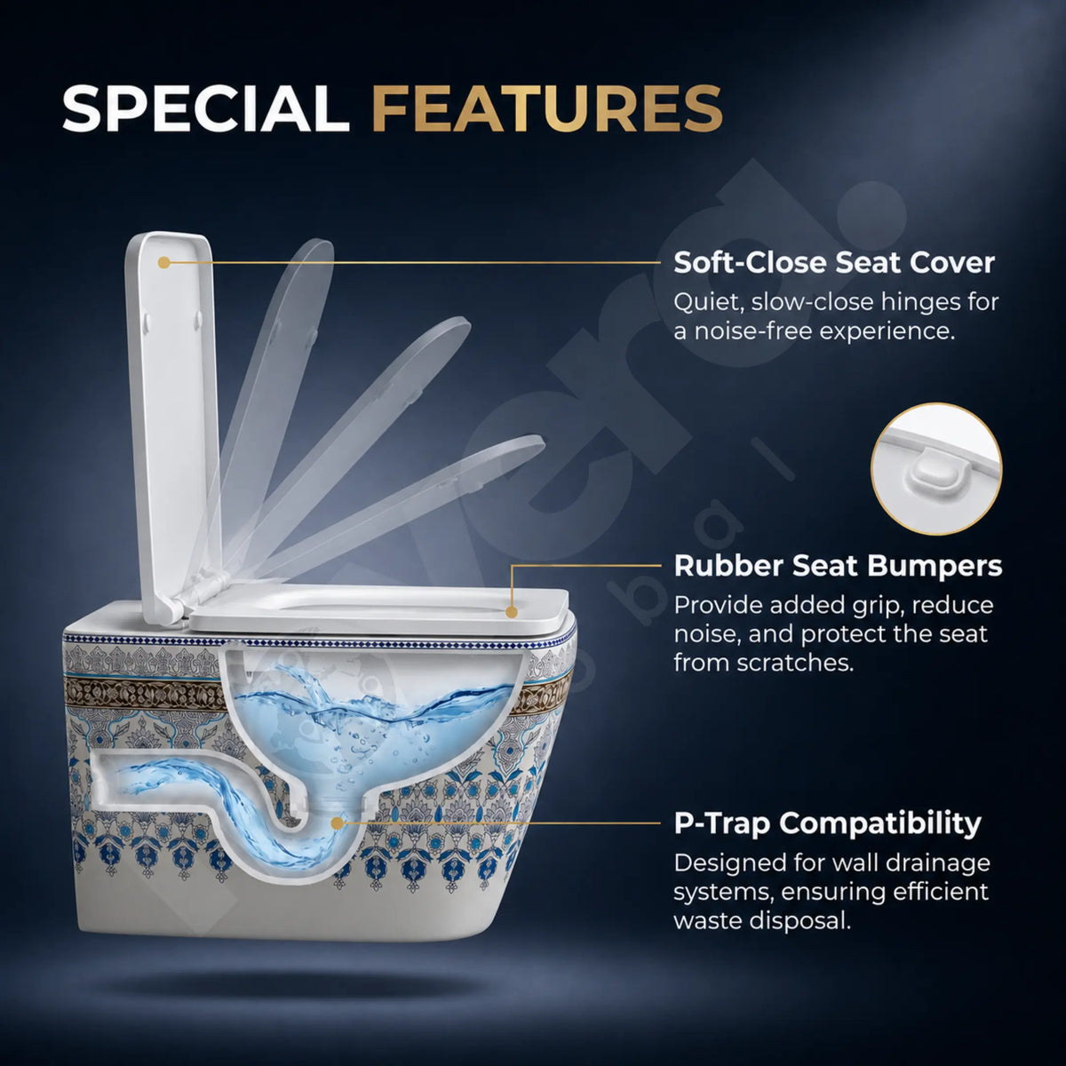 Premium Features of Novera Artistic Wall Hung Toilet