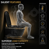 High Gloss Black Ceramic Finish with Gold Decorative Band