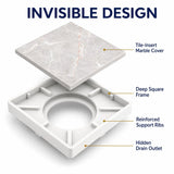Novera Global Ceramic Square Tile Insert Floor | Invisible Bathroom Drain Jali | 10-Year Warranty | odor blocker drain | Rust & Fade Proof Floor Waste Drain for Shower, Kitchen & Balcony (White) Novera Global