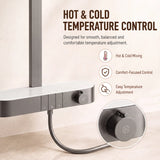 Rain Shower Set for Bathroom –3-in-1 Function Panel Overhead Rain & Hand Shower, Waterfall Spout | Mixer with Hot & Cold Dual Knob, Adjustable Height Shower, Wall-Mounted (Gunmetal Grey) Novera Global