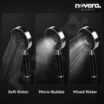 Novera Global Halo Shower Panel System –4-in-1 Waterfall Rainfall Overhead Shower, Thermostatic Mixer with Hot & Cold Dual Knob | 5-Year Warranty | SPA Body Jets, 3-Mode Handheld & Foot-Wash Outlet (Black)