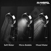 Novera Global Halo Shower Panel System –4-in-1 Waterfall Rainfall Overhead Shower, Thermostatic Mixer with Hot & Cold Dual Knob | 5-Year Warranty | SPA Body Jets, 3-Mode Handheld & Foot-Wash Outlet (Black)