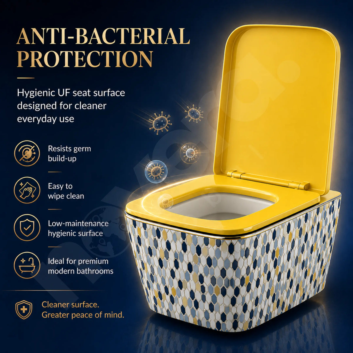 Anti Bacterial Easy Clean Mosaic Ceramic Wall Hung Toilet