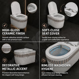 Soft Close Toilet Seat with Quiet Closing and Rubber Seat Bumpers
