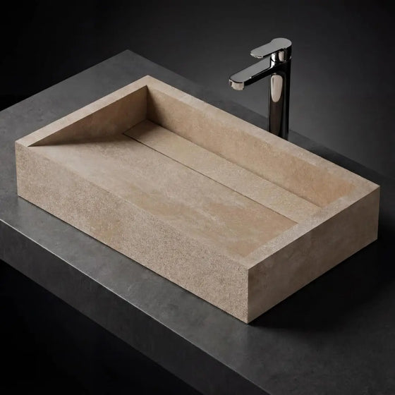 NOVERA Fossil Sand Beige Ceramic Vessel Sink for Luxury Bathroom Vanity