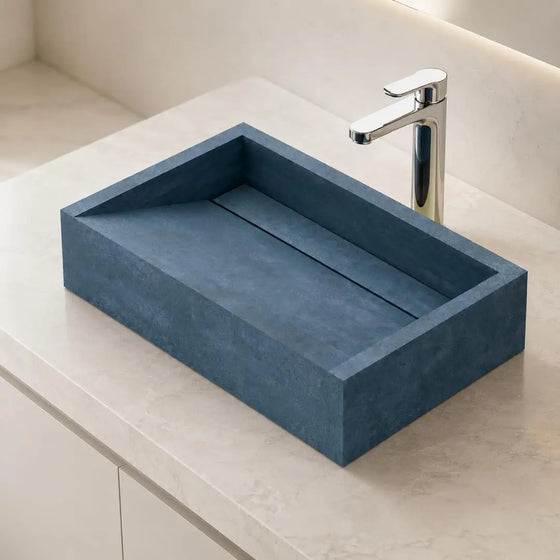 Novera Global Rectangular Ceramic Tile Wash Basin – Matt Steel Blue Novera Global
