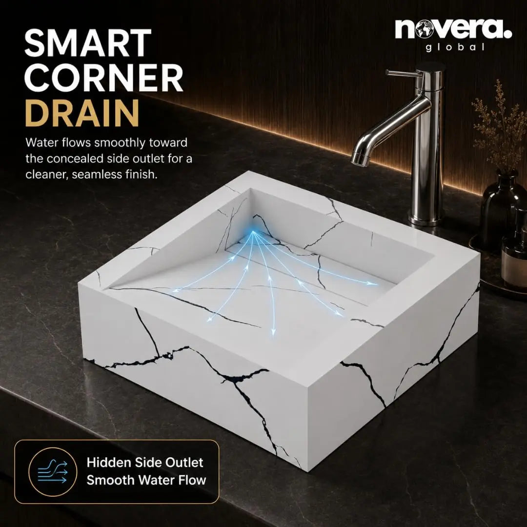 Handmade Ceramic Tile Basin with Smooth Water Flow Design