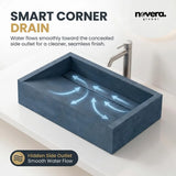 Novera Global Rectangular Ceramic Tile Wash Basin – Matt Steel Blue Novera Global
