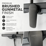 Smart Shower Panel Set, Triple Flow Functions, Wall-Mount Chrome Finish | 5-Year Warranty | Mixer with Hot & Cold Dual Knob, Adjustable Height Shower Panel (Brushed Gunmetal) Novera Global