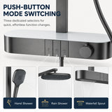 Rain Shower Set for Bathroom –3-in-1 Function Panel Overhead Rain & Hand Shower, Waterfall Spout | Mixer with Hot & Cold Dual Knob, Adjustable Height Shower, Wall-Mounted (Gunmetal Grey) Novera Global