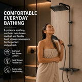 Smart Shower Panel Set, Triple Flow Functions, Wall-Mount Chrome Finish | 5-Year Warranty | Mixer with Hot & Cold Dual Knob, Adjustable Height Shower Panel (Brushed Gunmetal) Novera Global