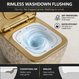 Tokyo Wall Hung Western Toilet | Ceramic Wall Mounted Commode with UF Soft Close Seat (Gold & White) – Novera Global Novera Global