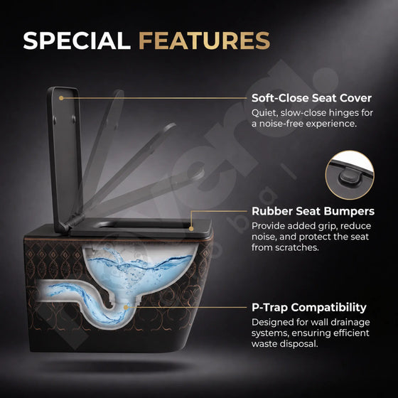 Premium Features of Novera Artistic Black Wall Hung Toilet