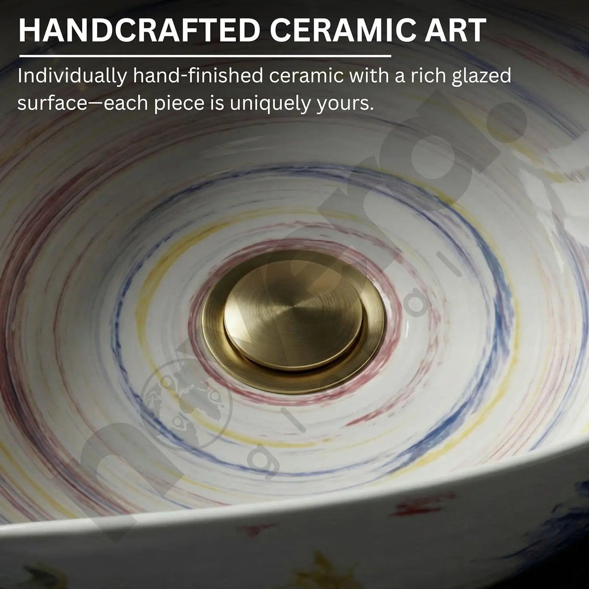 Close-Up of Handmade Ceramic Glaze Pattern – Designer Bathroom Vessel Sink