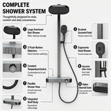 Rain Shower Set for Bathroom –3-in-1 Function Panel Overhead Rain & Hand Shower, Waterfall Spout | Mixer with Hot & Cold Dual Knob, Adjustable Height Shower, Wall-Mounted (Gunmetal Grey) Novera Global