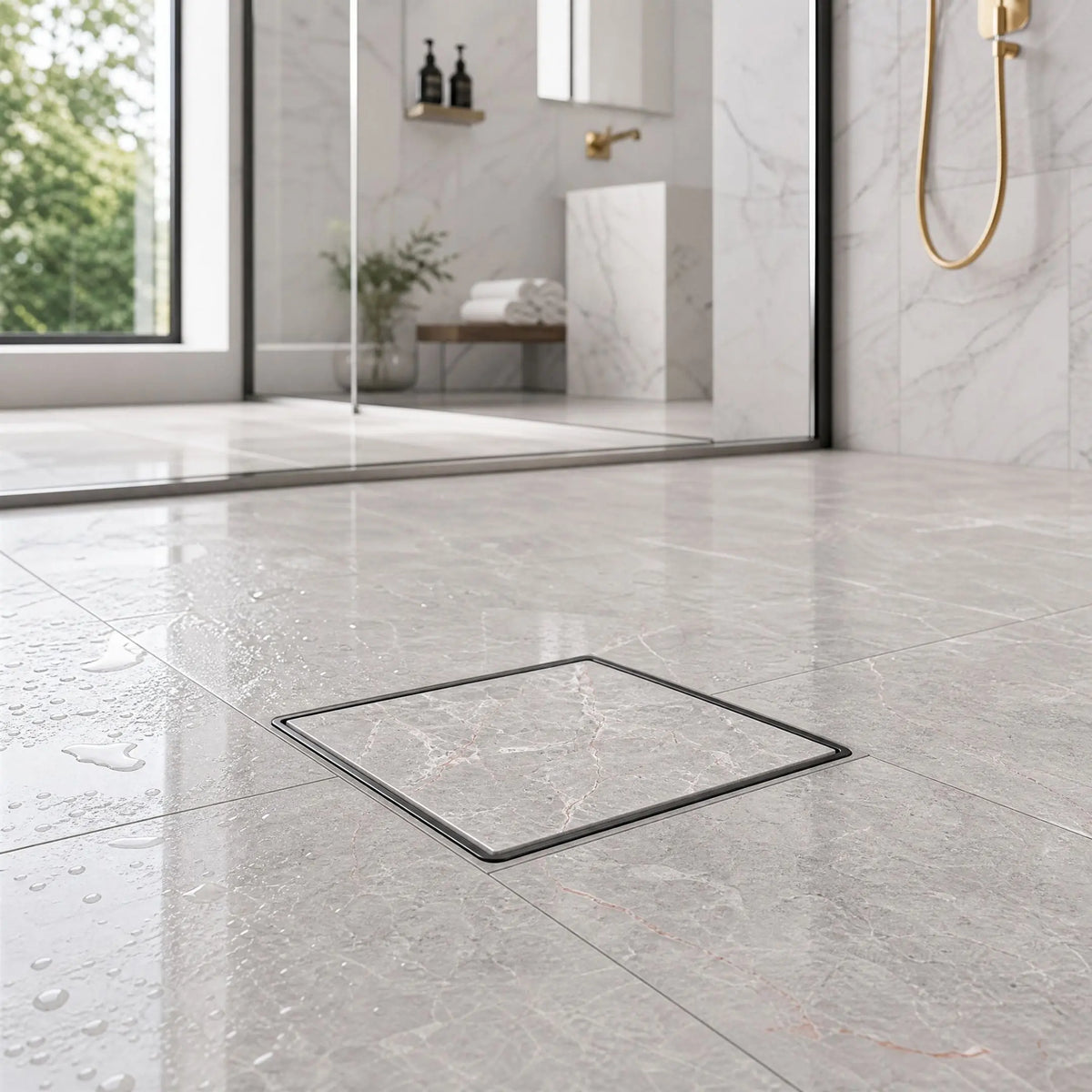 Novera Global Ceramic Square Tile Insert Floor | Invisible Bathroom Drain Jali | 10-Year Warranty | odor blocker drain | Rust & Fade Proof Floor Waste Drain for Shower, Kitchen & Balcony (Black) Novera Global