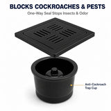Premium Black Ceramic Drain Jali with One-Way Anti-Pest Trap – Luxury Shower Floor Drain Cover