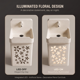 Novera Global Blossom Freestanding Pedestal Wash Basin | 10-Year Warranty | Luxury Artificial Stone Floor Standing Designer Basin with Warm LED Floral Design Bathroom Sink | Matching Faucet & Drain Included