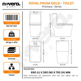 Technical Drawing of Gold One Piece Western Commode
