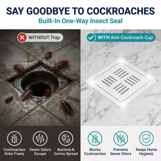 Premium Anti-Cockroach Ceramic Floor Drain – Luxury Bathroom Drain Cover That Blocks Pests and Odours