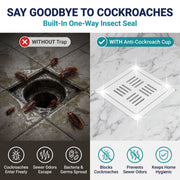Novera Global Ceramic Square Slotted Floor Drain with Anti-Cockroach Trap Cup | Premium Drain Jali | 10-Year Warranty | Rust & Fade Proof Waste Water Drain Cover for Shower Area, Kitchen, Balcony & Wet Rooms (White)