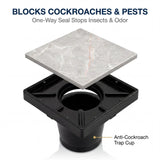 Novera Global Ceramic Square Tile Insert Floor Drain with Anti-Cockroach Trap Cup | Invisible Bathroom Drain Jali | 10-Year Warranty | Rust & Fade Proof Floor Waste Drain for Shower & Balcony (Black) Novera Global