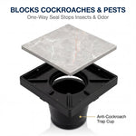 Novera Global Ceramic Square Tile Insert Floor Drain with Anti-Cockroach Trap Cup | Invisible Bathroom Drain Jali | 10-Year Warranty | Rust & Fade Proof Floor Waste Drain for Shower & Balcony (Black)
