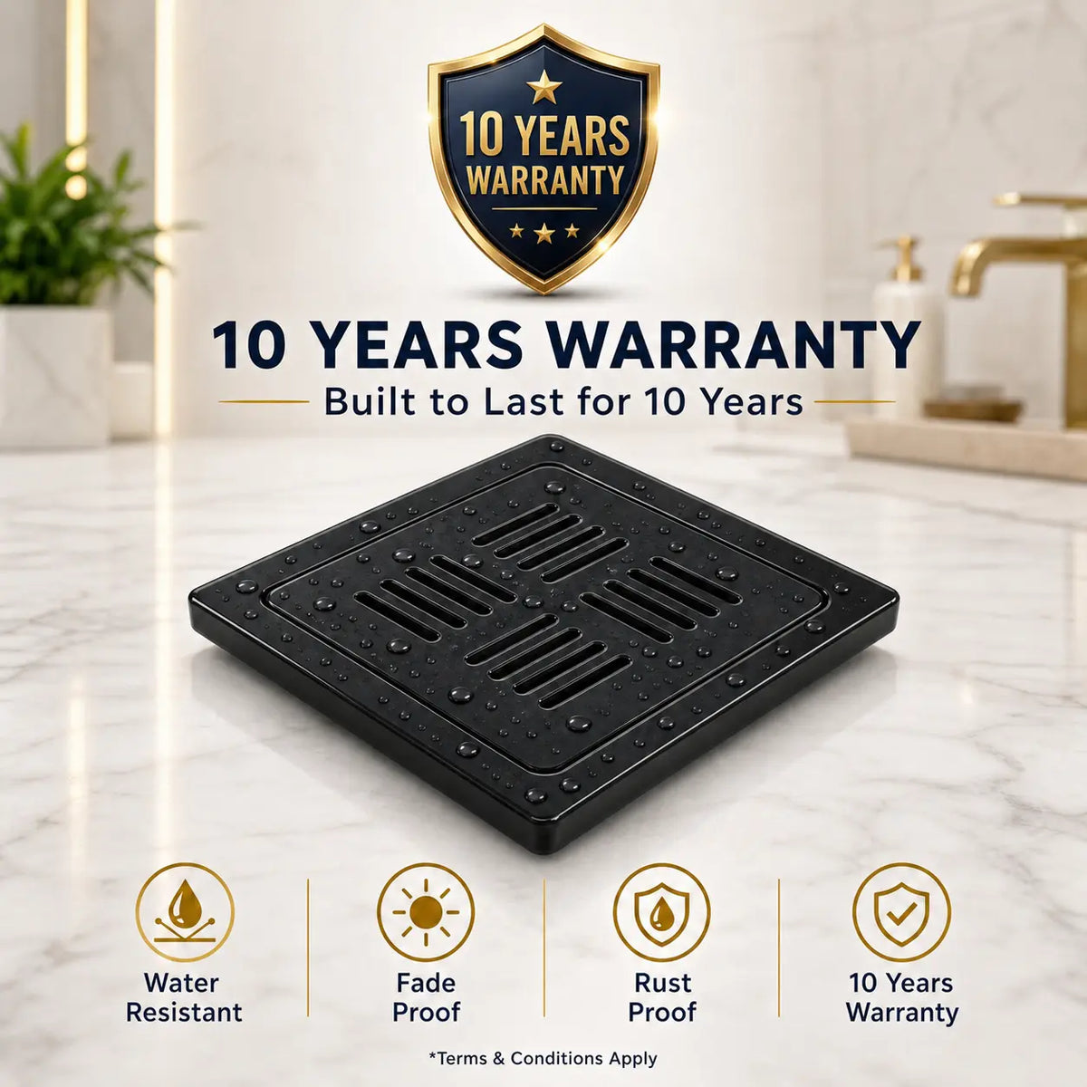 Luxury Designer Ceramic Square Drain Jali Built for Long-Lasting Bathroom Performance