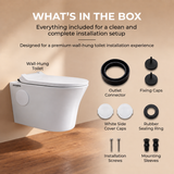 Novera Global Ceramic Wall Hung Toilet | Rimless Washdown Flushing | 15 Years Warranty | P-Trap Compatible Ceramic Western Commode with Soft-Close Seat Cover | 300 KG Load Tested | Glossy White