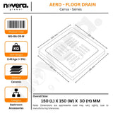 Royal Ceramic Square Floor Drain Technical Drawing with Hard Water Resistant Premium Finish