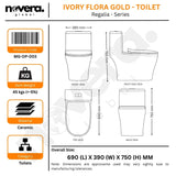 Novera Ivory Flora Gold One Piece Toilet Dimensions and Specifications