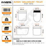 Novera Global Smart Wall Hung Toilet | 4-Way Smart Control Western Commode, Remote & Side Knob Control, Wireless Pad | 5 Year Warranty | Auto Lid, Foot Sensor, Heated Seat, Bidet Wash, Digital Display Novera Global