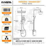 Smart Shower Panel Set, Triple Flow Functions, Wall-Mount Chrome Finish | 5-Year Warranty | Mixer with Hot & Cold Dual Knob, Adjustable Height Shower Panel (Brushed Gunmetal) Novera Global