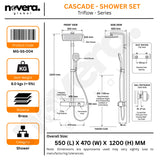 Rain Shower Set for Bathroom – 3-in-1 Function Panel Overhead Rain & Hand Shower, Waterfall Spout | Mixer with Hot & Cold Dual Knob, Adjustable Height Shower, Wall-Mounted (Brushed Gold) Novera Global