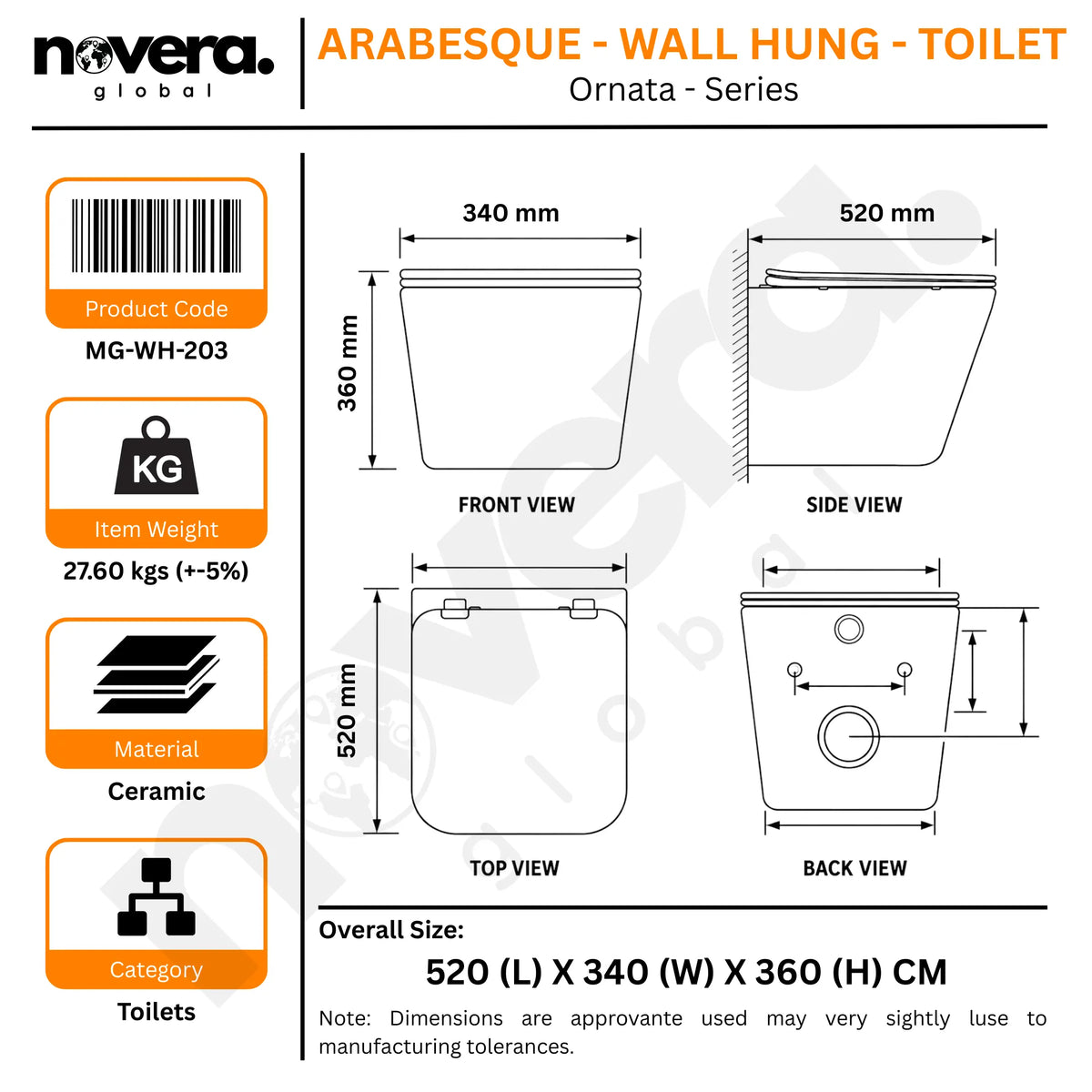 Novera Artistic Blue Floral Wall Hung Toilet Installed in Modern Bathroom