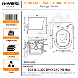 Novera Global Ceramic Wall Hung Toilet | Rimless Washdown Flushing | 15 Years Warranty | P-Trap Compatible Ceramic Western Commode with Soft-Close Seat Cover | 300 KG Load Tested | Glossy White