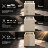 Novera Global Linen Floor Standing Pedestal Wash Basin | 15-Years Warranty | 15 mm Ceramic Slab Matte Finish Speckled off White | Flexible Floor or Wall Drain | Scratch, UV & Water Resistant bathroom Sink | Pop-up Drain Included