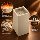 Novera Global Fawn Floor Standing Pedestal Wash Basin | 15-Years Warranty | 15 mm Ceramic Slab, Matte Finish Beige Square Bathroom Sink | Pop-Up Drain Included | Water, Scratch & UV Resistant Freestanding Wash Basin