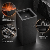 Novera Global Carbon Pedestal Wash Basin | Floor Standing Square Bathroom Sink | 15-Years Warranty | 15 mm Full Body Ceramic Slab, Matte Black Speckled Finish | Scratch, Water & UV Resistant | Pop-Up Drain Included