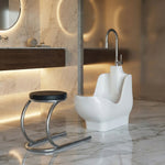 Wudu Basin with Chair – Premium Ceramic Ablution Basin with Foot Wash & Leg Wash | Long Tap, Anti-Clog Drain & Removable Stool | 5 Years Warranty