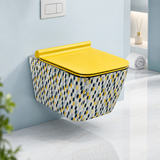 Rimless Wall-Hung Commode | Ceramic Western Toilet with Soft-Close Seat Cover | 5-Year Warranty | P-Trap Wall-Mounted Bathroom WC | Antibacterial Washdown Flush