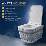 Novera Global Rimless Wall-Hung Commode | Ceramic Western Toilet with Soft-Close Seat Cover | 5-Year Warranty | P-Trap Wall-Mounted Bathroom WC | Antibacterial Washdown Flush | Satin Finish (White)