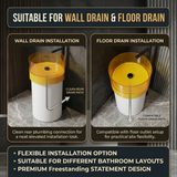 Novera Global Amber Freestanding Pedestal Wash Basin | 10-Years Warranty | Imported Resin & Solid Surface Floor Standing Designer Basin | Transparent Yellow Bawl | Drainer Included, 450 x 450 x 900 mm