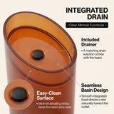 Novera Global Lucent Pedestal Wash Basin | 10-Years Warranty | Premium Imported Translucent Amber Resin Freestanding Bathroom Basin | High Gloss Finish | Included Accessor Drainer, 500 x 320 x 850 mm