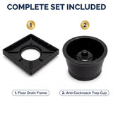 Novera Global Ceramic Square Tile Insert Floor Drain with Anti-Cockroach Trap Cup | Invisible Bathroom Drain Jali | 10-Year Warranty | Rust & Fade Proof Floor Waste Drain for Shower & Balcony (Black)