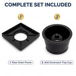 Novera Global Ceramic Square Tile Insert Floor Drain with Anti-Cockroach Trap Cup | Invisible Bathroom Drain Jali | 10-Year Warranty | Rust & Fade Proof Floor Waste Drain for Shower & Balcony (Black)