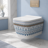 Novera Global Rimless Wall-Hung Commode | Ceramic Western Toilet with Soft-Close Seat Cover | 5-Year Warranty | P-Trap Wall-Mounted Bathroom WC | Antibacterial Washdown Flush | Satin Finish (White)